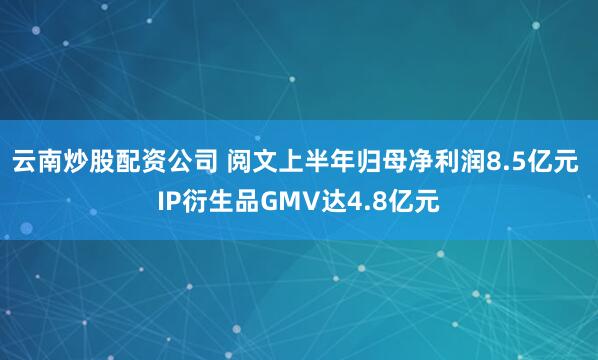 云南炒股配资公司 阅文上半年归母净利润8.5亿元 IP衍生品GMV达4.8亿元